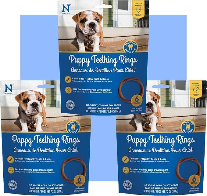 N-Bone Puppy Teething Rings Chicken Flavor Dog Treat, 18 Rings Total, 21.6-oz - Natural Puppy Che... | Amazon (US)