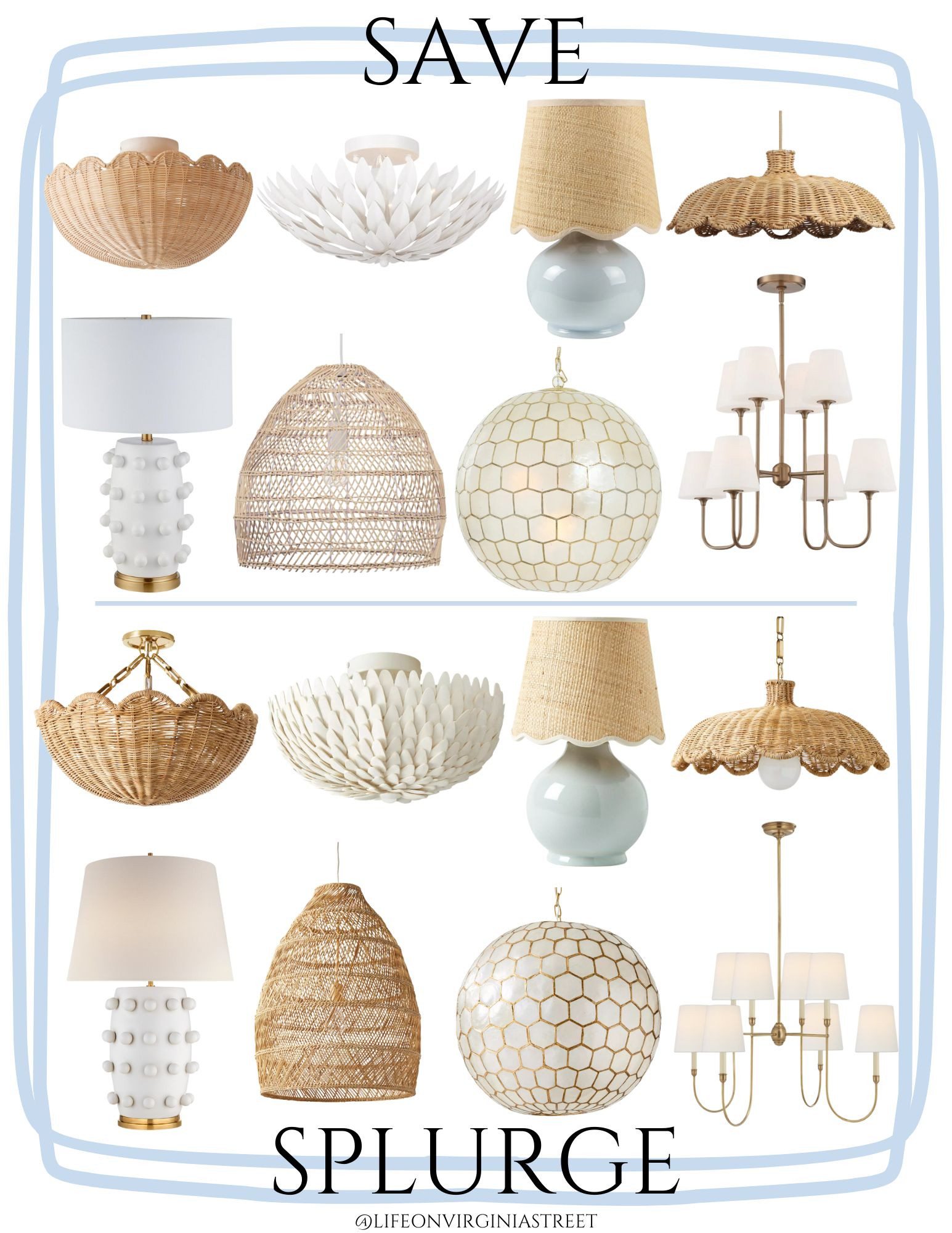 Do you love the look of Serena & Lily light fixtures but need some budget friendly alternatives? The quality of S&L lighting is top-notch (we own a bunch of their fixtures) and here are some styles with a very similar look - perfect for coastal, grandmillennial or traditional decorating styles! #ltkhome #ltksalealert #ltkfindsunder50 #ltkfindsunder100 #ltkstyletip #ltkseasonal chandelier look for less, designer look for less lighting, coastal light fixture ideas 

 #LTKSeasonal #LTKHome #LTKSaleAlert