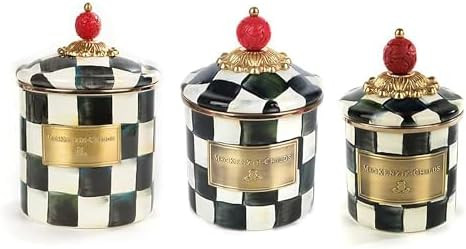 MACKENZIE-CHILDS Enamel Canister Set, Mini (14 oz.), Demi (24 oz.), and Small (38 oz.) Kitchen Co... | Amazon (US)