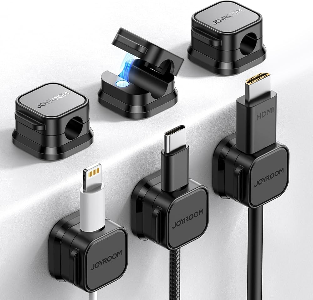 6 Pack Magnetic Cable Clips [Cable Smooth Adjustable] Cord Holder, Under Desk Cable Management, J... | Amazon (US)