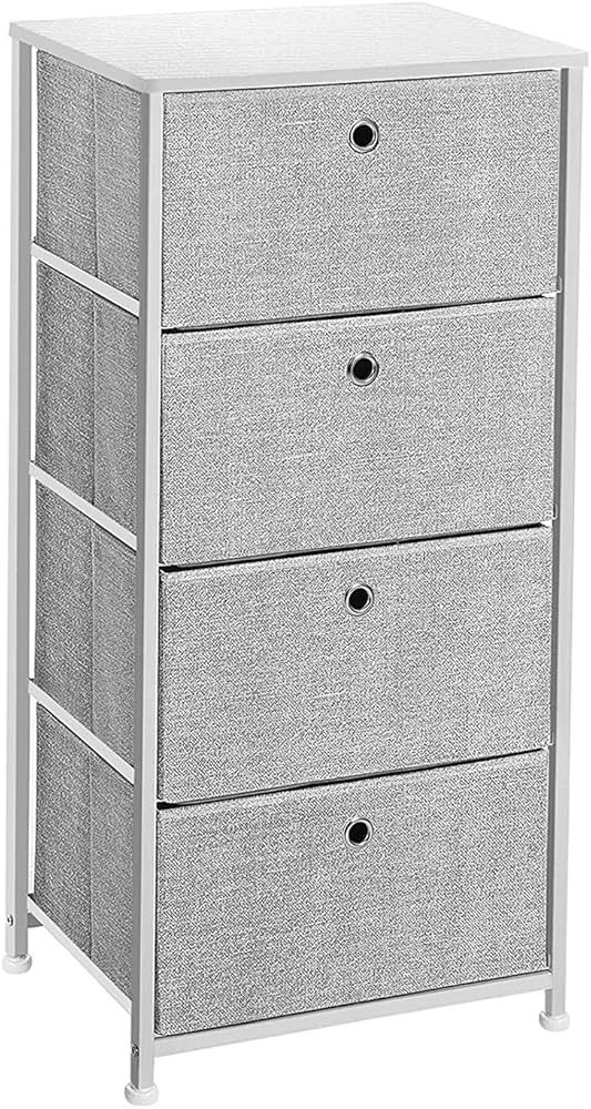 SONGMICS Nightstand, Dresser with 4 Easy Pull Fabric Drawers, Chest of Drawers, Storage Organizer... | Amazon (US)