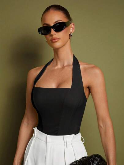 COSMINA Women's Halter Top, Elegant For Formal Occasions, Everyday Office Wear, Influencer Style,... | SHEIN