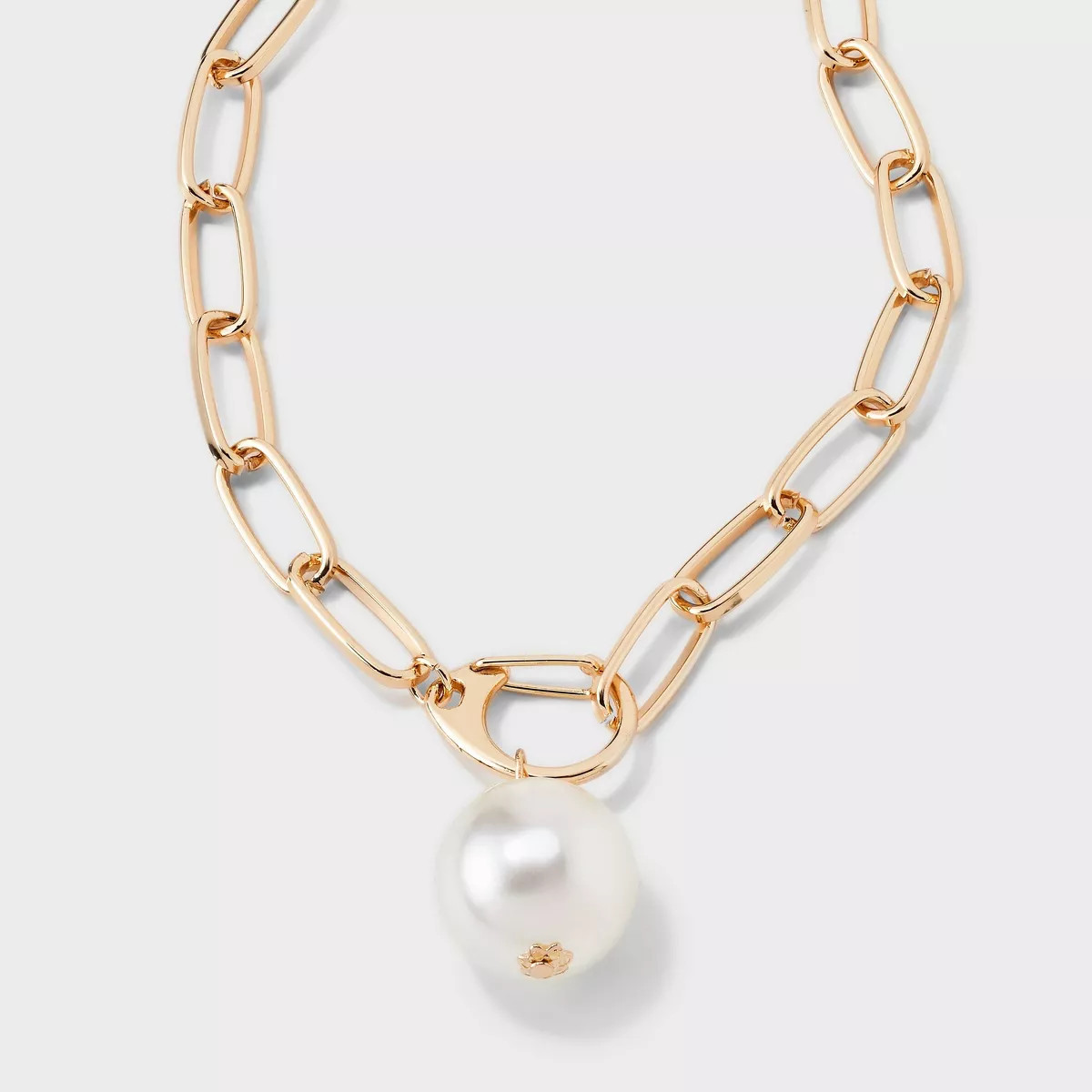 Large Pearl Pendant Link Chain Drop Necklace - A New Day™ Gold | Target