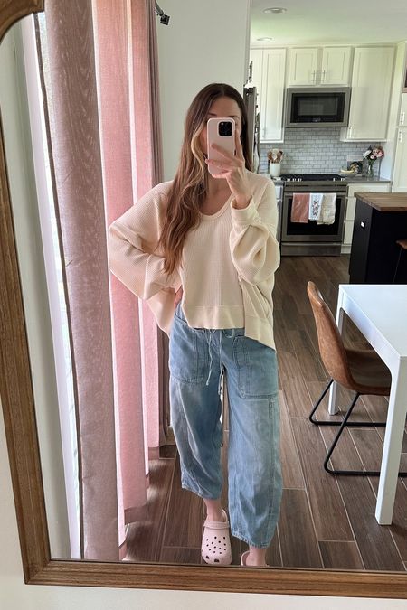 wearing a small in top and xs in pants! 
crocs are so comfy, big fan of this light pink color, tts but if in between sizes go up! 

Spring outfit, mom outfit 

#LTKSeasonal