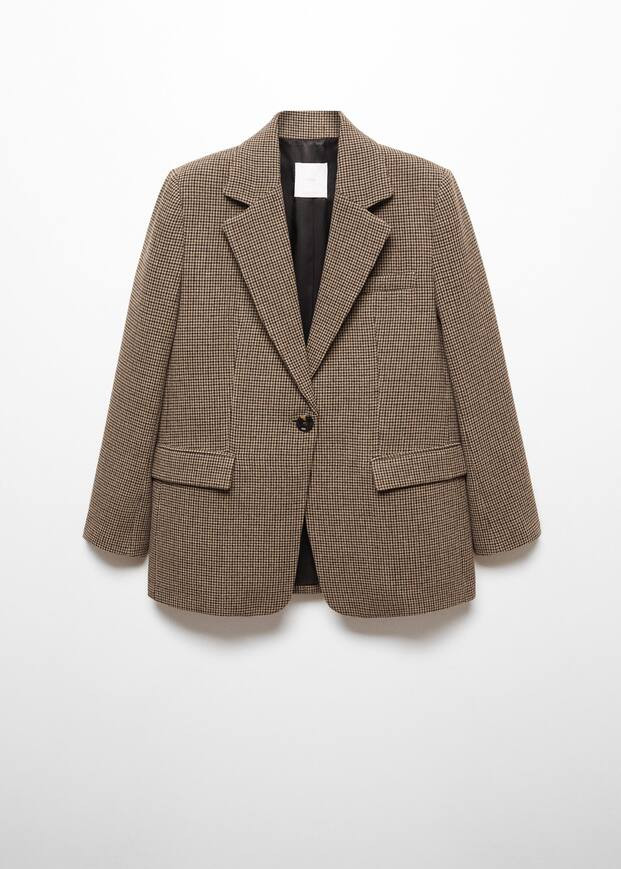 Lapels houndstooth suit blazer -  Women | Mango USA | MANGO (US)