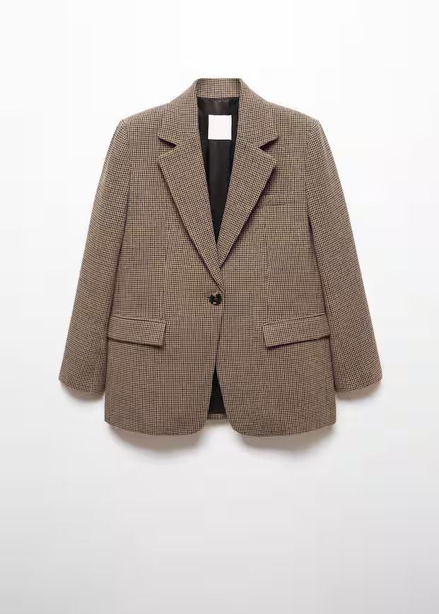 Lapels houndstooth suit blazer -  Women | Mango USA | MANGO (US)