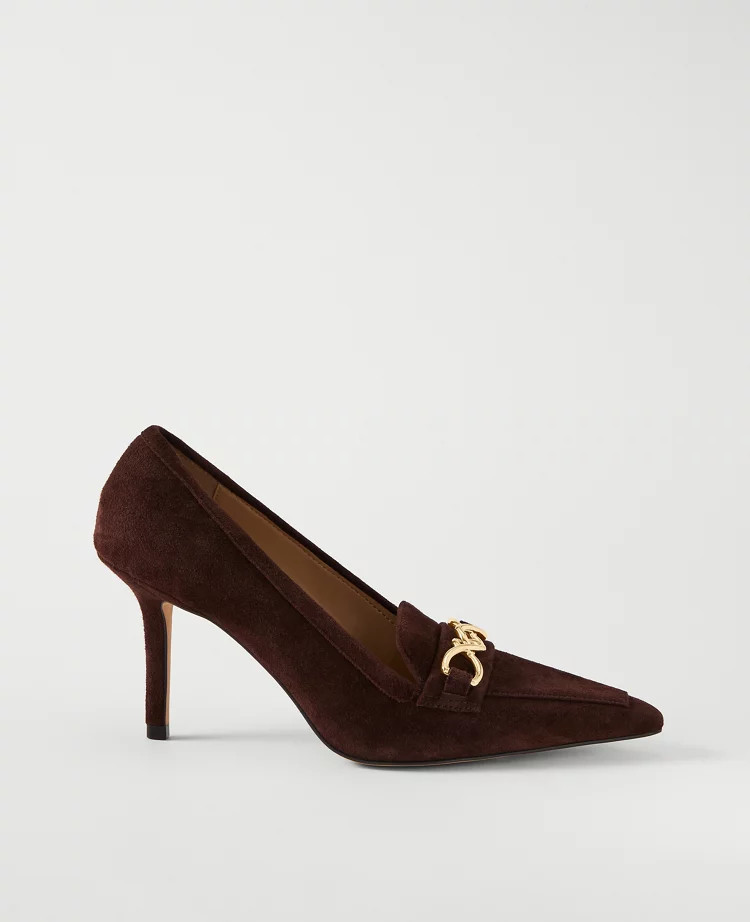 Chain Pointy Toe Suede Pumps $168.003$50 OFF $200+ PURCHASE.3.0
                
        #zoid-pa... | Ann Taylor