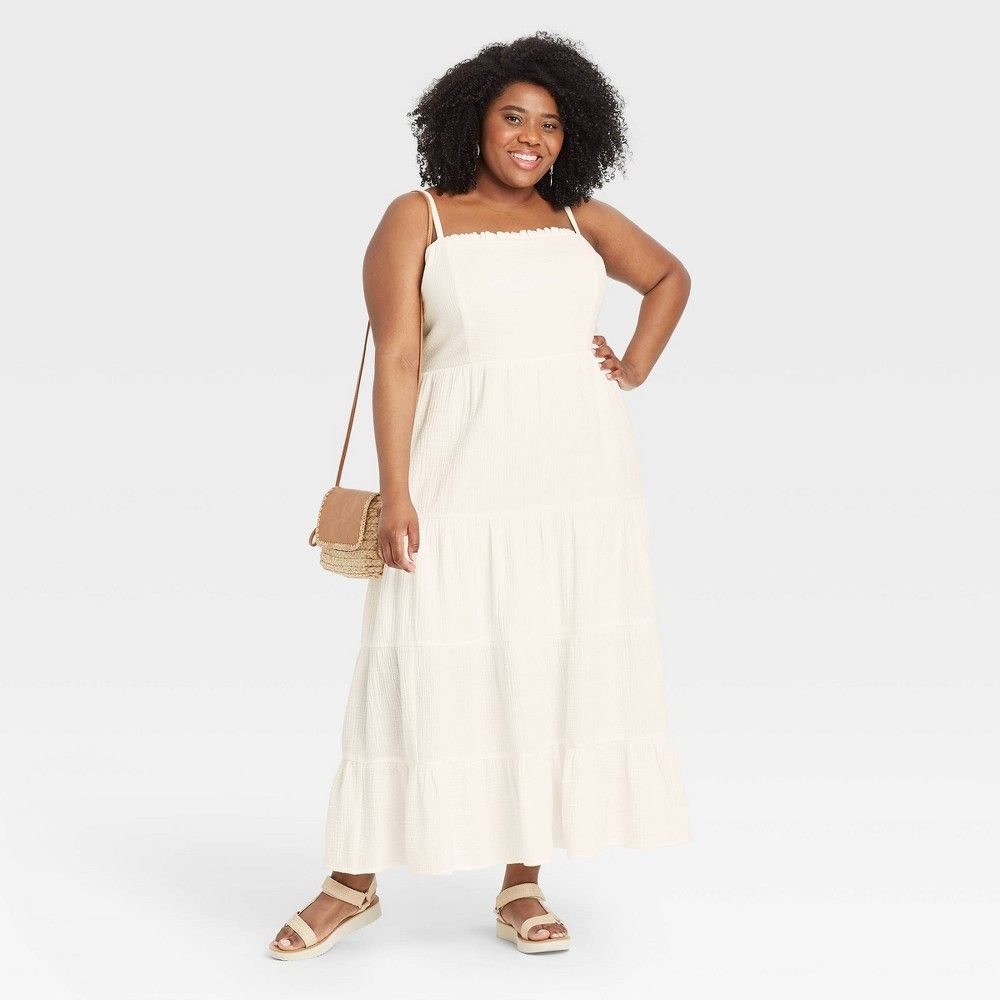 Women's Plus Size Sleeveless Tiered Dress - Knox Rose White 1X | Target