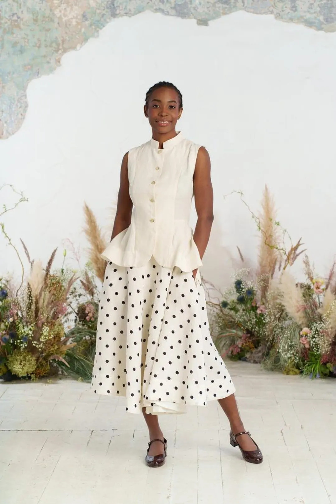 LINEN WOMEN SKIRT | Dotted Skirt, Linen Clothing, Spring Style, Loose Linen Skirt, Wedding Guest ... | Etsy (US)