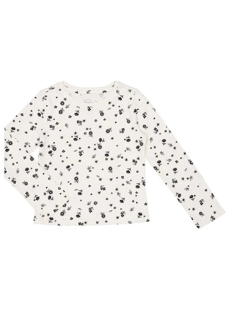 Wonder Nation Little Girls Short Ruffle Sleeve Graphic Tee, Sizes 4-10 | Walmart (US)