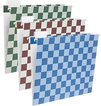 6 Pack Decorative Hanging File Folders Letter Size Checkerboard Hanging Folder Pretty File Folder... | Amazon (US)