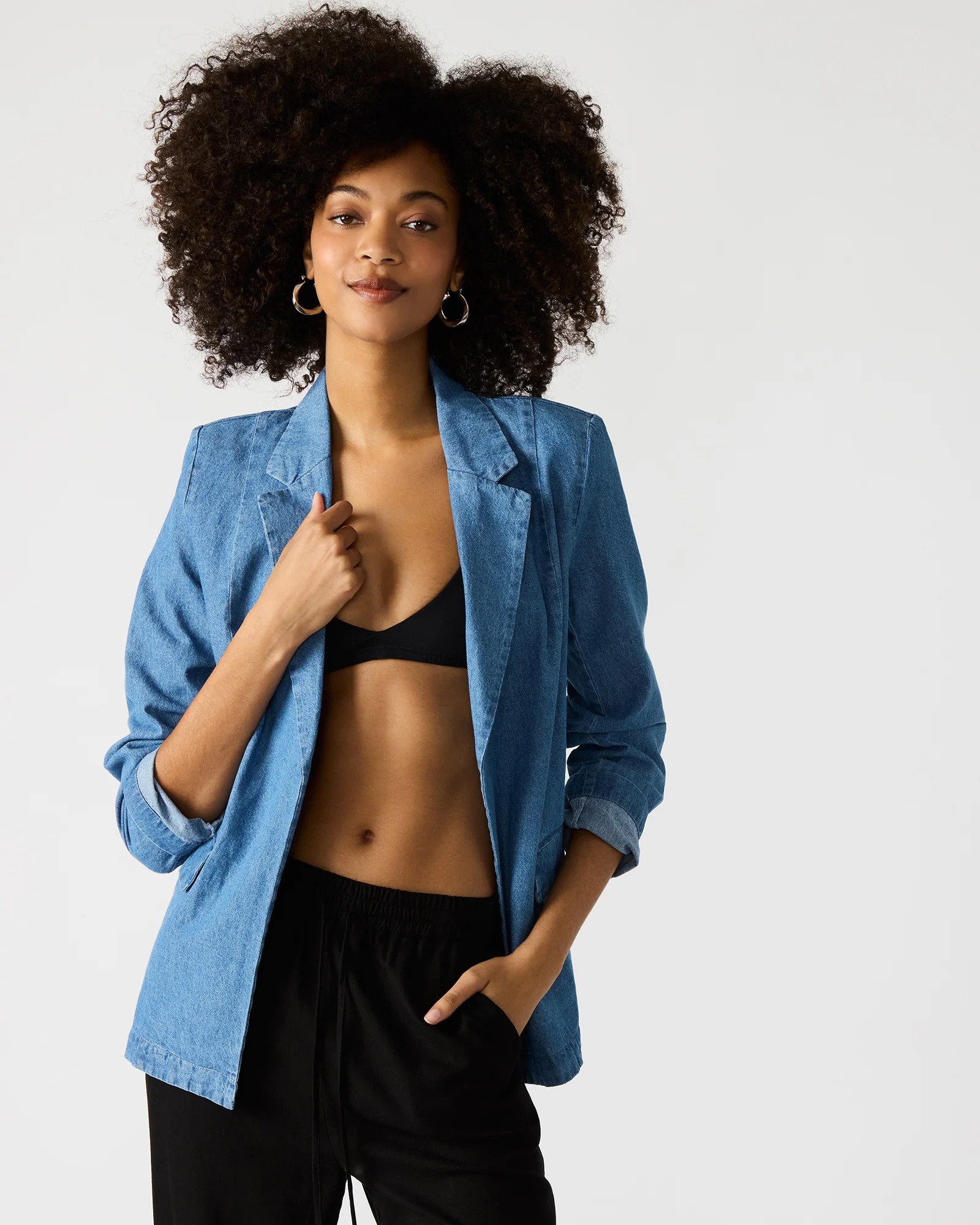 PAYTON Denim Blazer | Women's Blazers | Steve Madden (US)