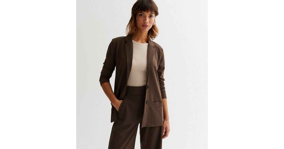 JDY Dark Brown Revere Collar Long Sleeve Blazer
						
						Add to Saved Items
						Remove from... | New Look (UK)