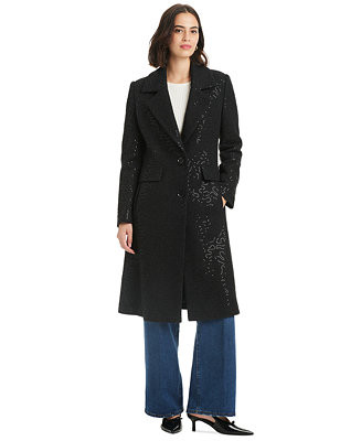 Women's Embellished Single-Breasted Coat | Macy's