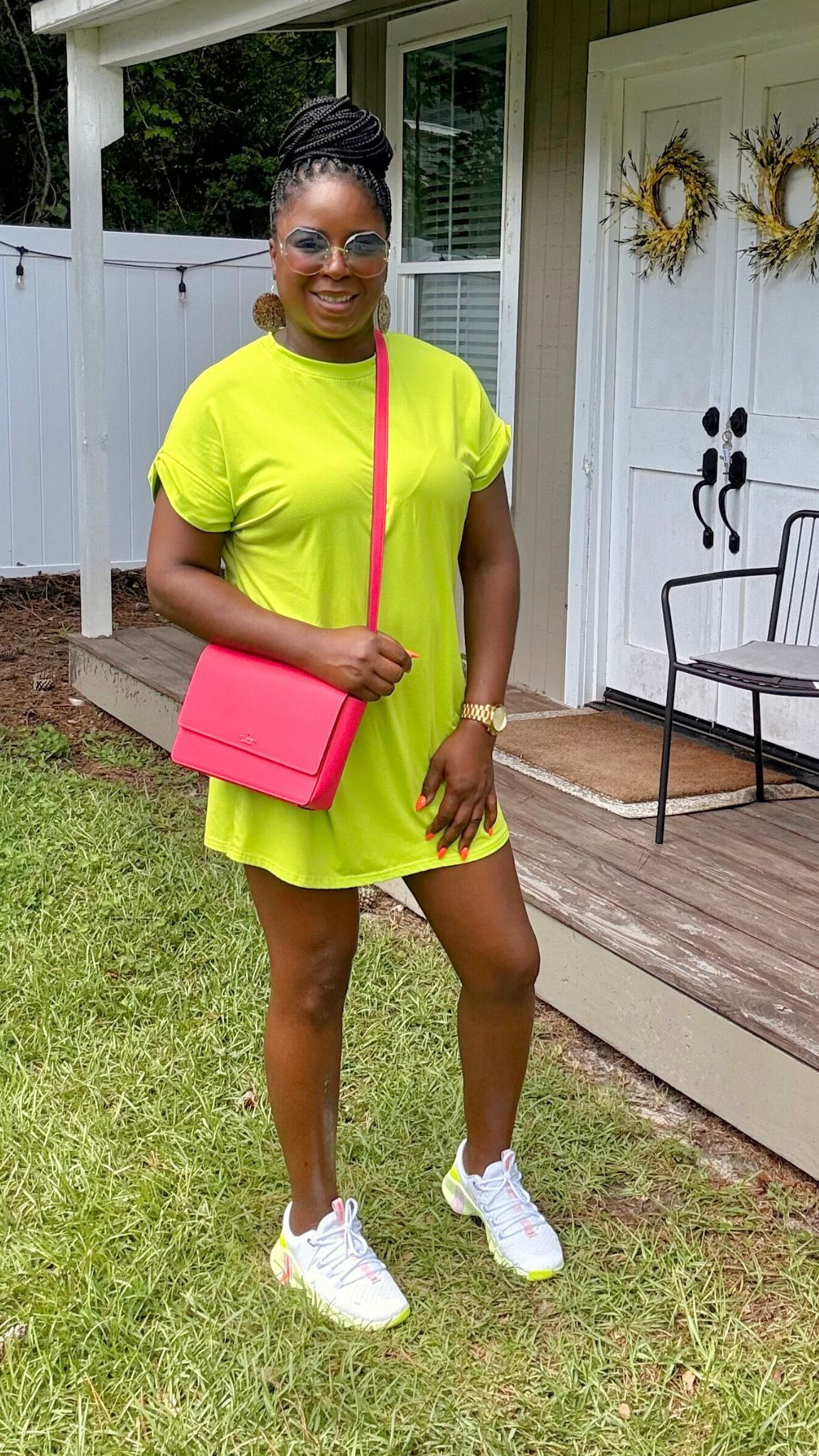Bold colors with a basic tshirt dress and accessories will make a statement every time.  

 #LTKSeasonal #LTKOver40 #LTKStyleTip