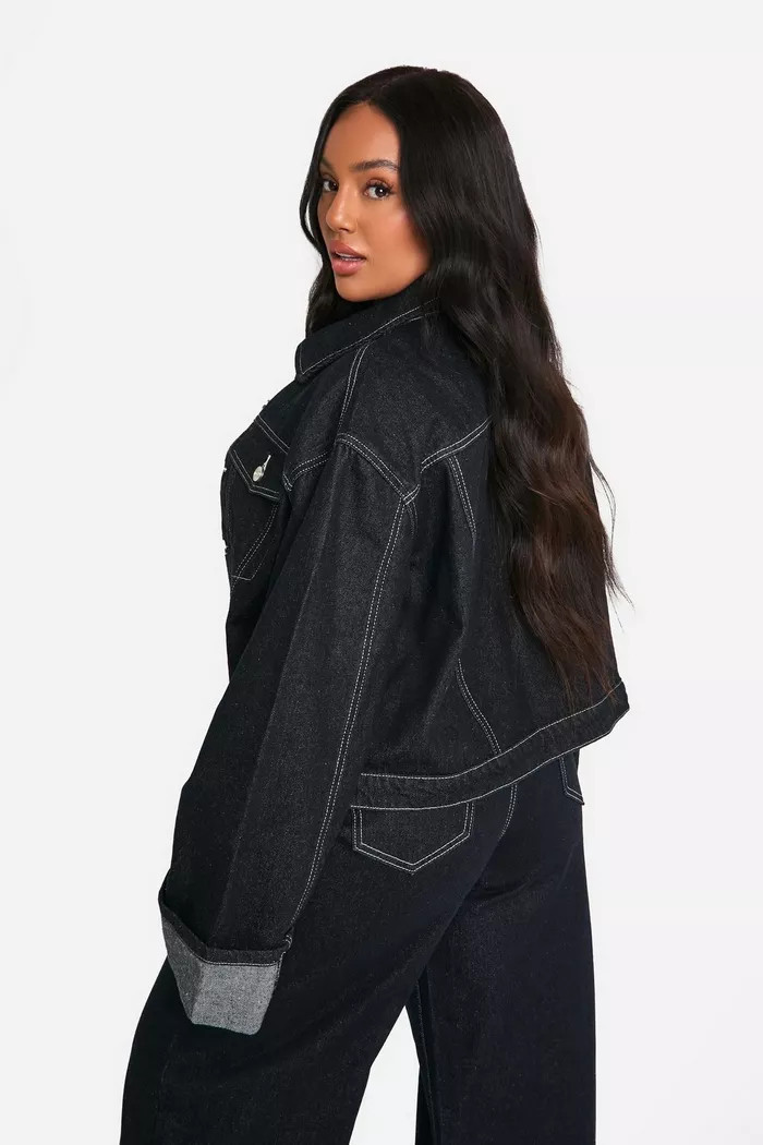 Plus Deep Turn Up Cuff Denim Jacket | boohoo (US & Canada)