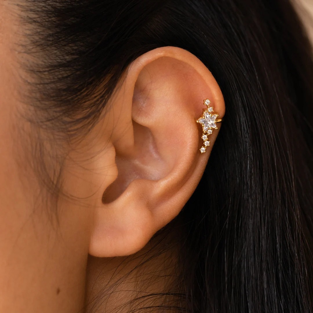 Starry Night Diamond Ear Cuffs by Caitlyn Minimalist Statement Cartilage Ear Cuff, No Piercing Ne... | Etsy (US)