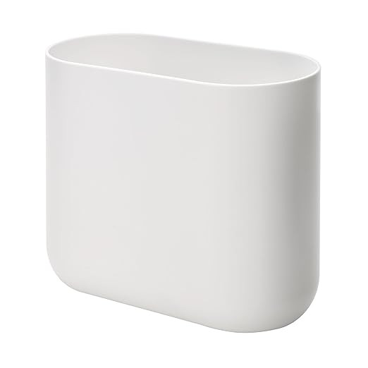iDesign Slim Oval Plastic Waste Basket The Cade Collection, 10.56” x 5.5” x 9.77”, White | Amazon (US)