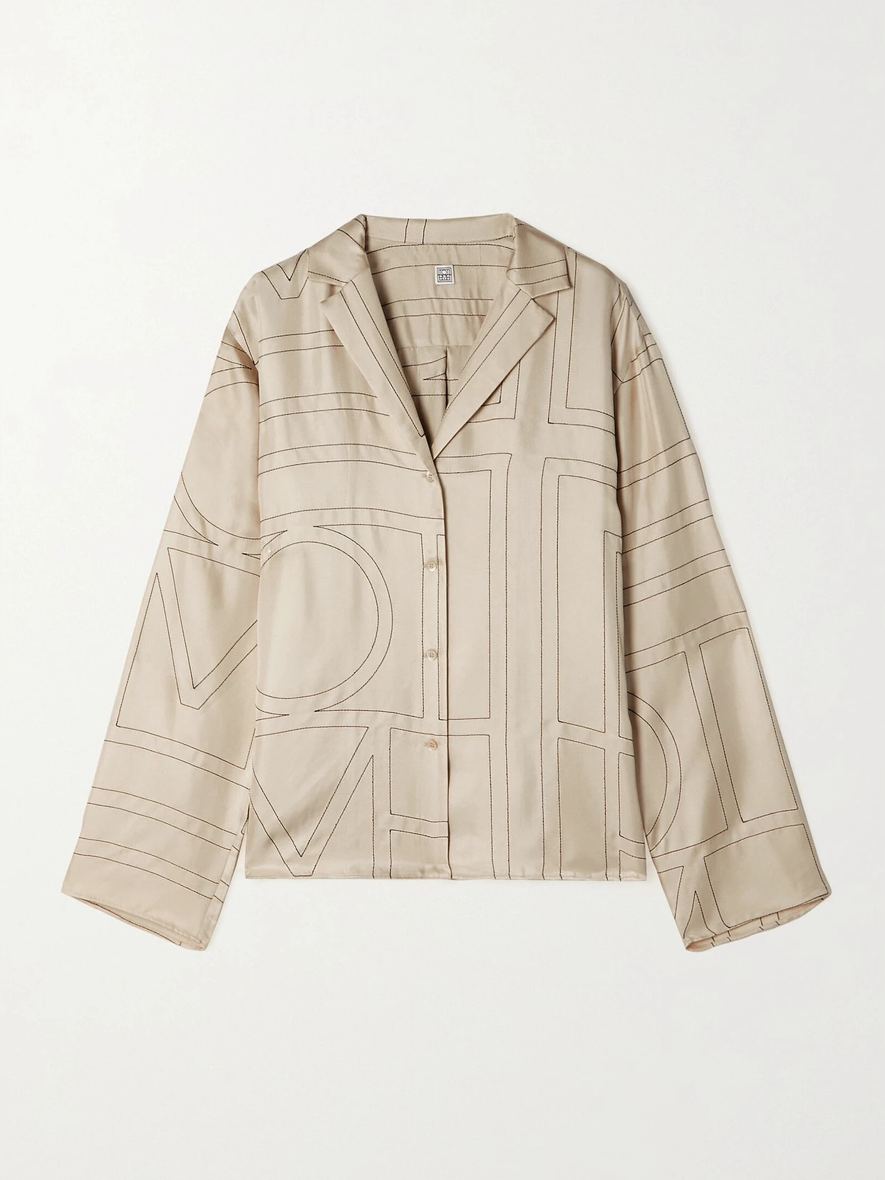 TOTEME - Embroidered Silk-twill Shirt - Ivory - DK34 | NET-A-PORTER APAC