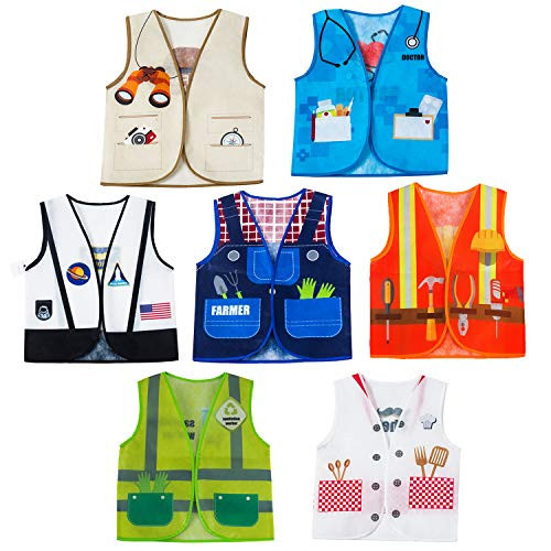 Tigerdoe Dress Up Clothes for Toddlers - 7 Pcs of Vest - Pretend Play School Set - Career Costumes - Role Play Costume | Amazon (US)