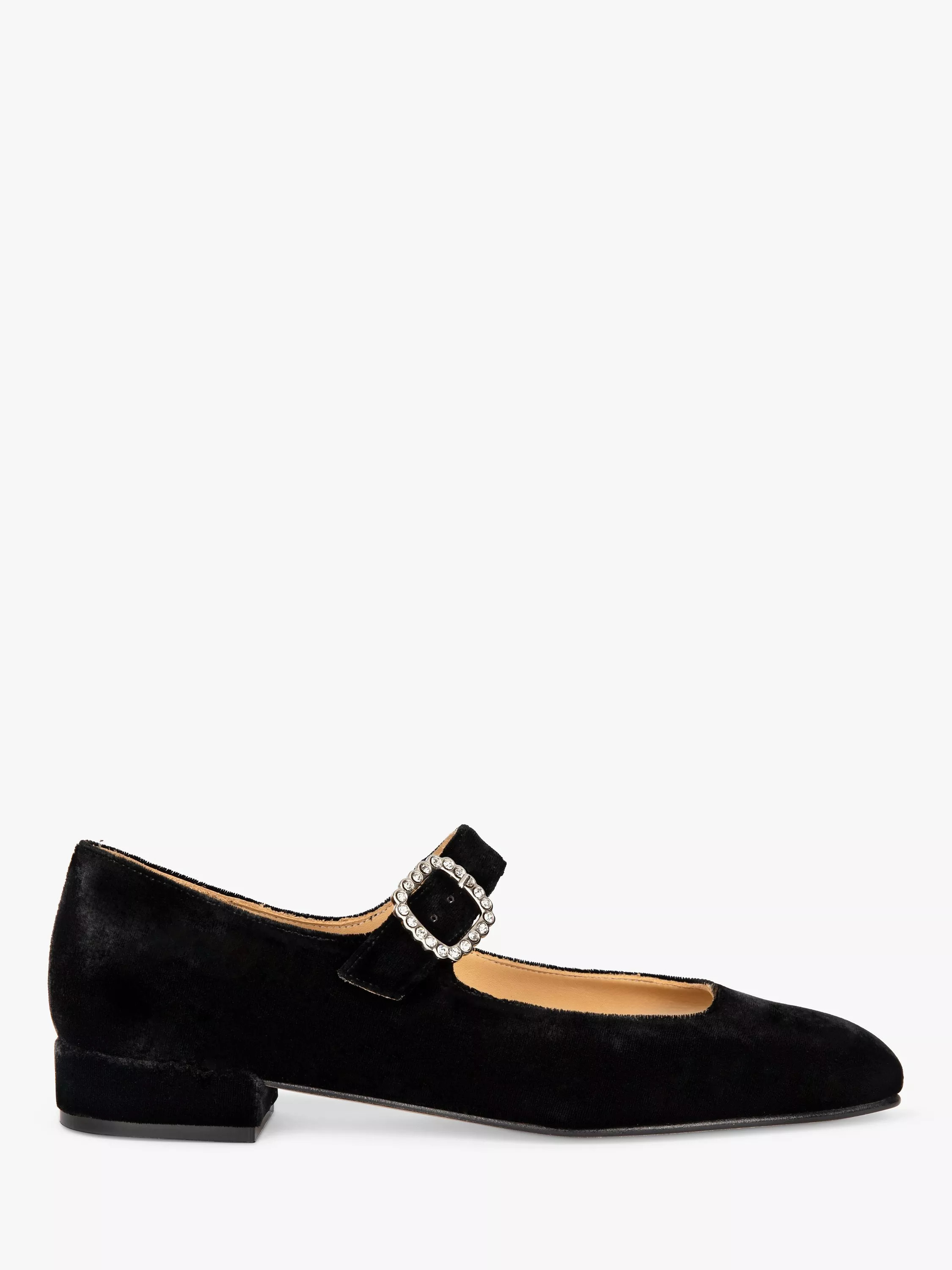 Penelope ChilversVelvet Diamante Buckle Mary Jane Shoes, Black | John Lewis (UK)
