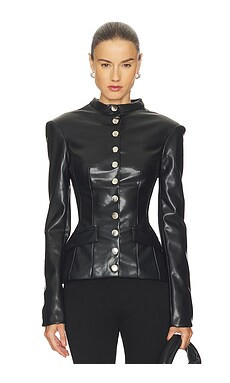 WeWoreWhat Vegan Leather Military Jacket in Black from Revolve.com | Revolve Clothing (Global)