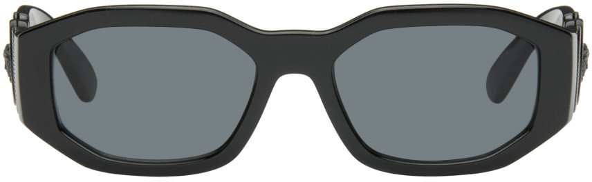 Versace Black Oval Sunglasses | SSENSE