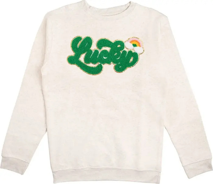 Sweet Wink Lucky Rainbow Patch St. Patrick's Day Adult Sweatshirt | Nordstrom | Nordstrom