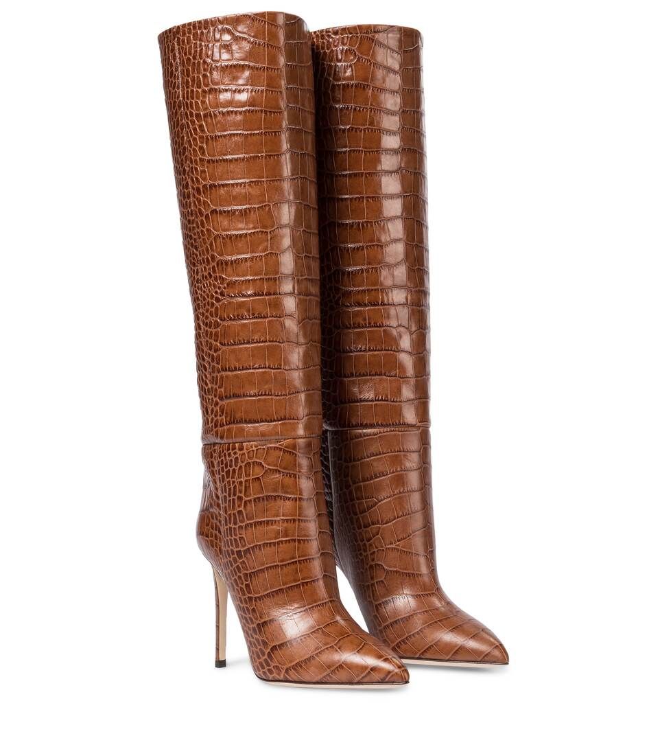 Croc-effect leather knee-high boots | Mytheresa (INTL)