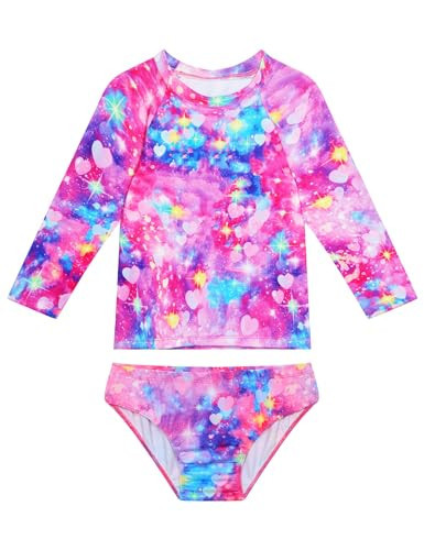 Girls Swimsuits Size 5-6 Years Old Pink Heart Swimwear Sets with UPF 50+ Protection | Amazon (US)