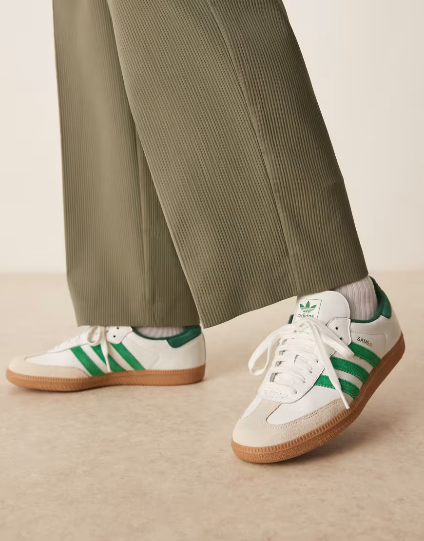 adidas Originals Samba OG sneakers in white and bright green | ASOS (Global)