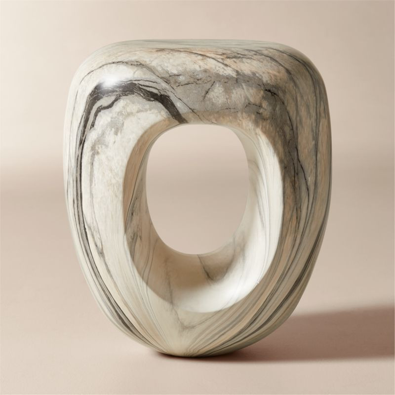 Koa Grey Marbled Resin Side Table + Reviews | CB2 | CB2