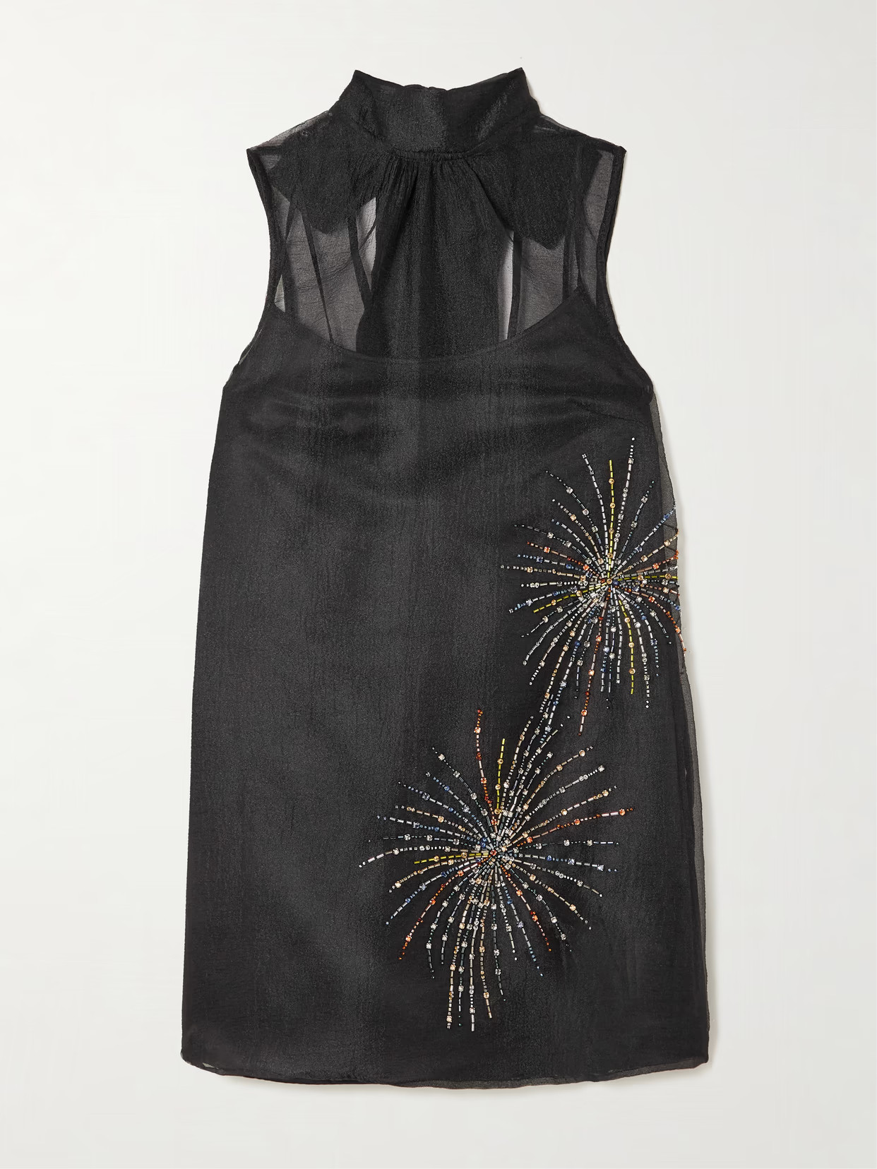 STAUD - Albee Embellished Organza Mini Dress - Gray | NET-A-PORTER (US)