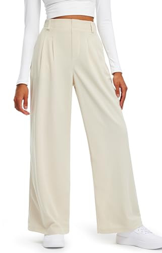 Libin Women's Wide Leg Pants 27"/29" High Waisted Waffle Knit Casual Slacks Work Pants Business P... | Amazon (US)