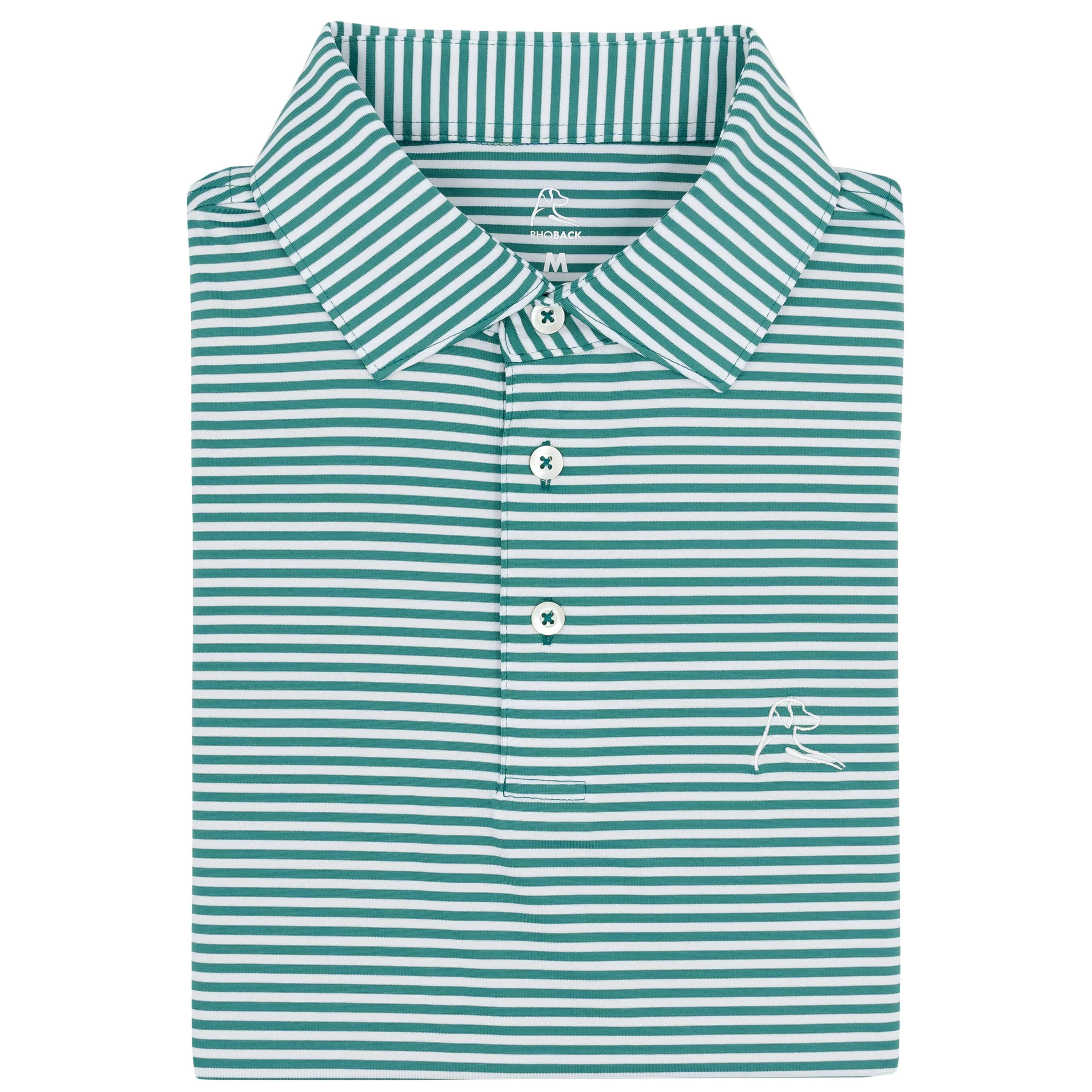 The Birdie Stripe | Performance Polo | The Birdie Stripe - Leaf Green/White The Birdie Stripe | Leaf Green/White / S | RHOBACK