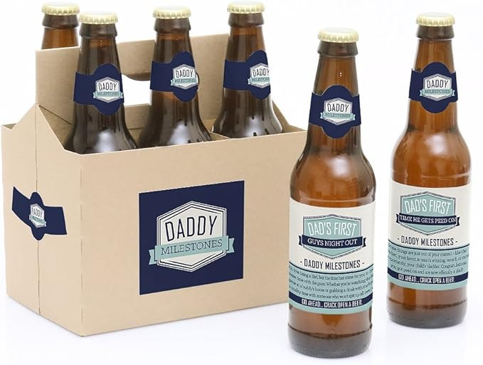 Big Dot of Happiness Daddy's First Milestones - Decorations for Men - 6 Beer Bottle Label Sticker... | Amazon (US)