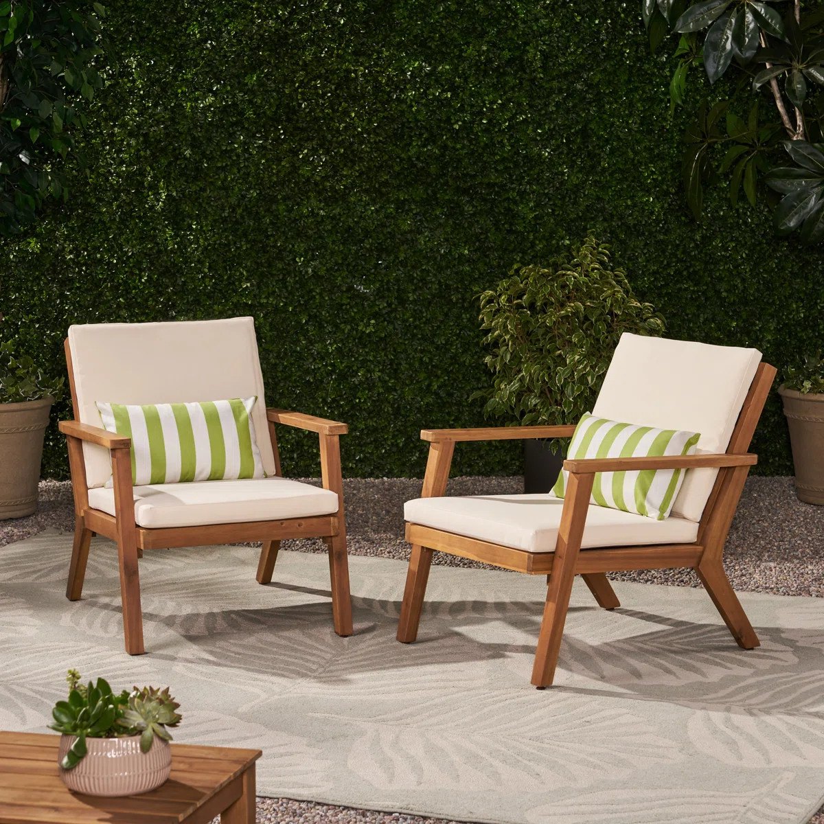 Isaacson Wood Outdoor Lounge Chair (Set of 2) | Wayfair North America