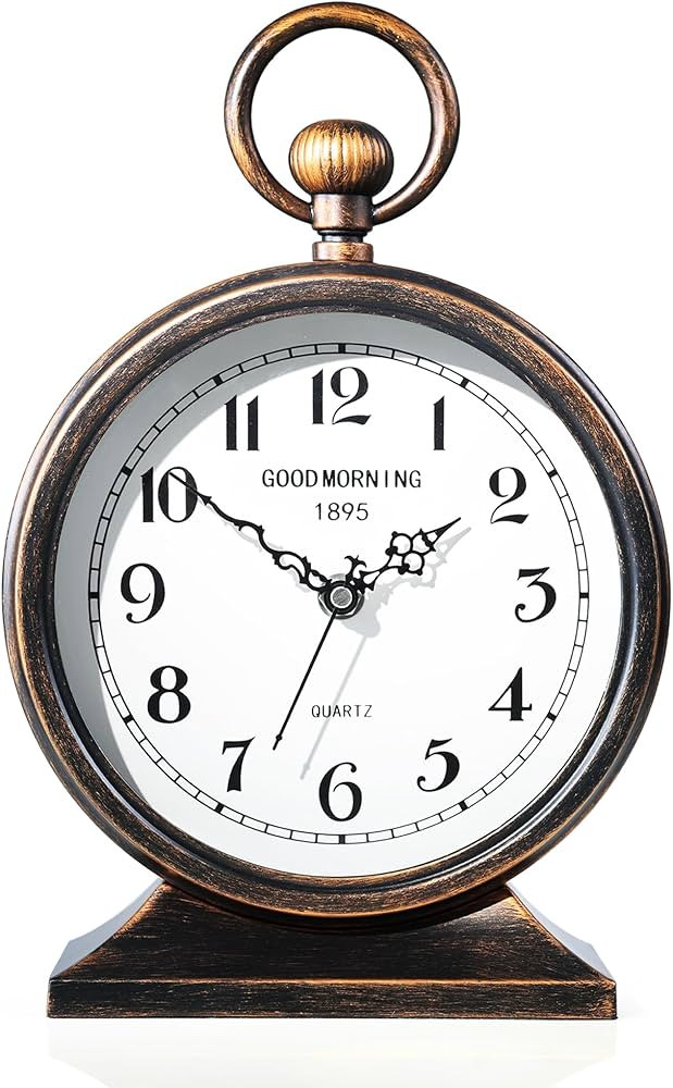AYRELY® 7-Inch Vintage Mantel Clock with Handle,Antique Metal Desk Clocks Battery Operated,Retro... | Amazon (US)