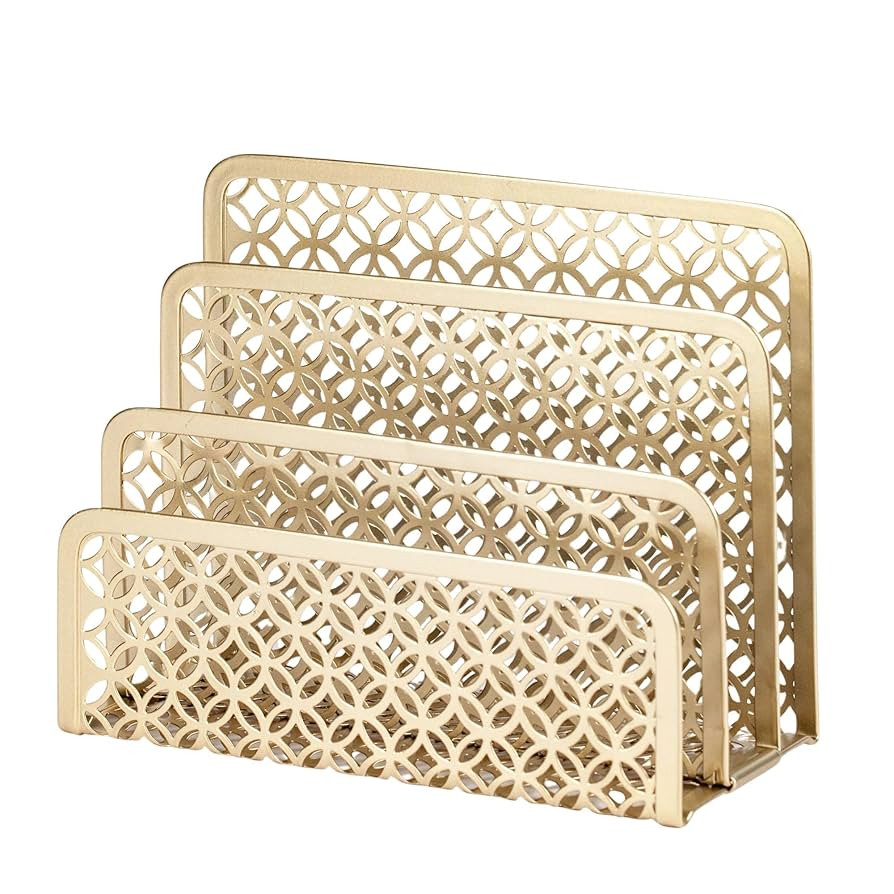 BLU MONACO Gold Desk Mail Organizer - Letter Holder and Bill Organizer for Desk - Gold Mail Stora... | Amazon (US)