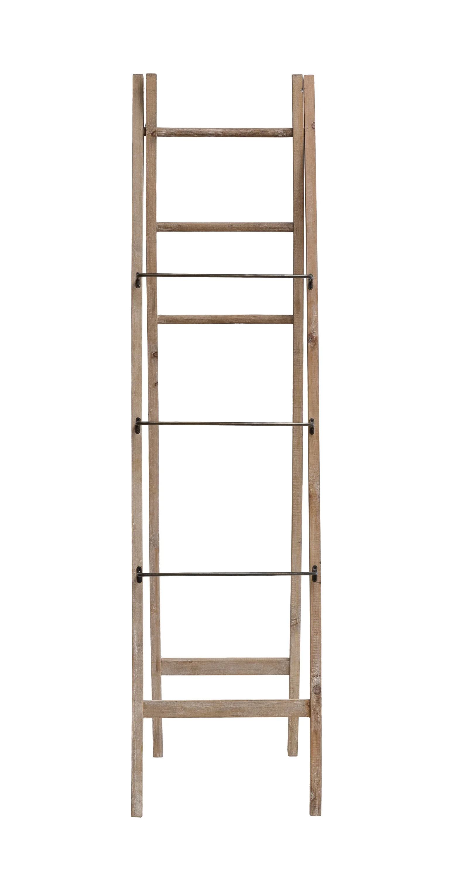 Creative Co-Op 2-Sided 71"H Decorative A-Frame Fir Wood Ladder with Metal & Wood Rungs | Walmart (US)
