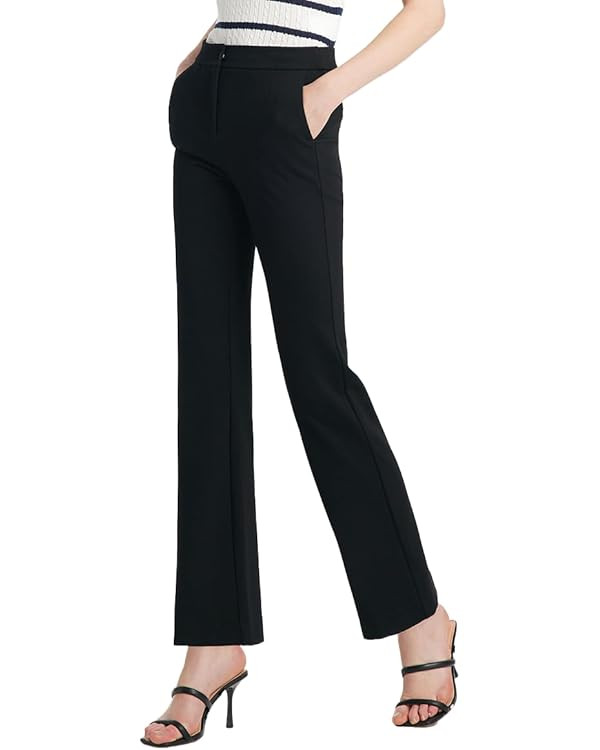 Women Bootcut Dress Pants Business Casual Slim Micro-Flared Work Pants Trousers Pants with Pocket... | Amazon (US)