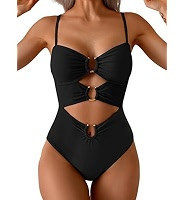 Eomenie Womens Cutout One Piece Swimsuit with Ring Linked Sexy Monokini Bathing Suit for Beach Va... | Amazon (US)