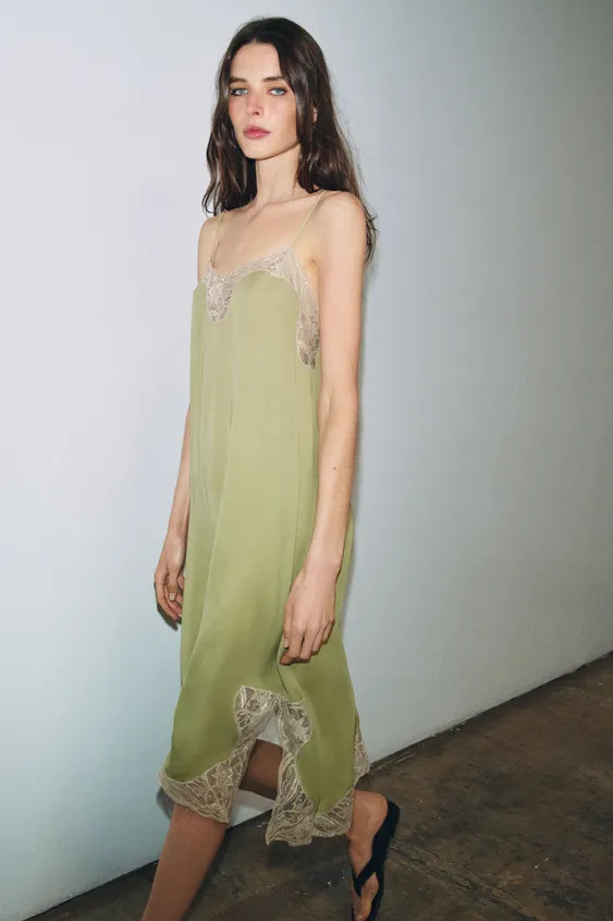 ZW COLLECTION SATIN LACE DRESS | Zara US