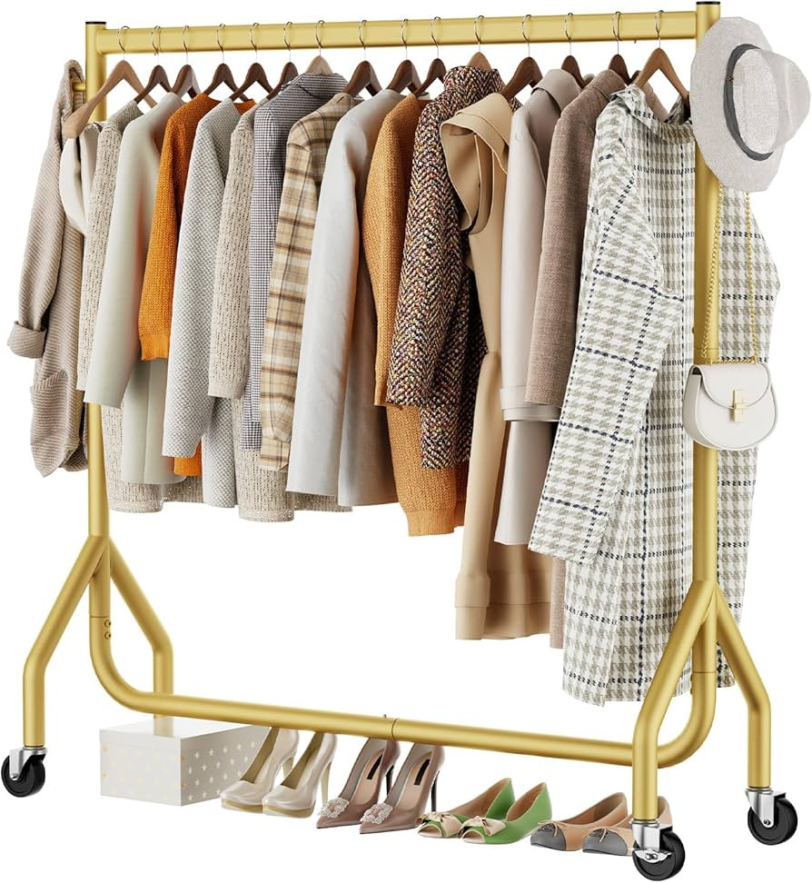 Clothes Clothing Rack, Rolling Heavy Duty Clothes Rack Load 420 LBS With Wheels, Metal Clothes Ra... | Amazon (US)