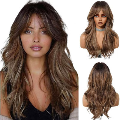 Jessie's Wig Cosplay Heat Resistant Synthetic Wigs Long Ombre mixed Brown Wig With Bangs 24 Inch 1 Pc/Pack  24" | Target