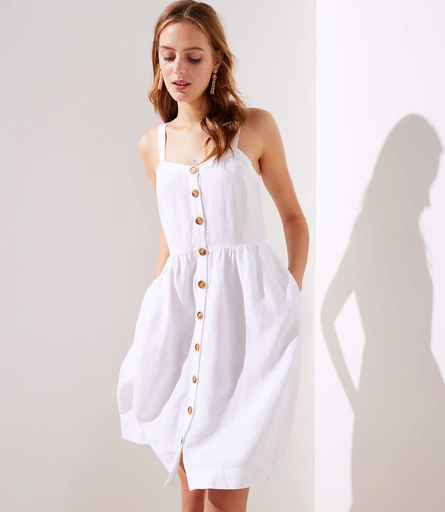 Strappy Button Down Pocket Flare Dress | LOFT