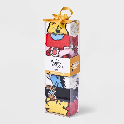 Women's Winnie the Pooh 7 Days of Cozy Crew Socks - Assorted Color 4-10 | Target