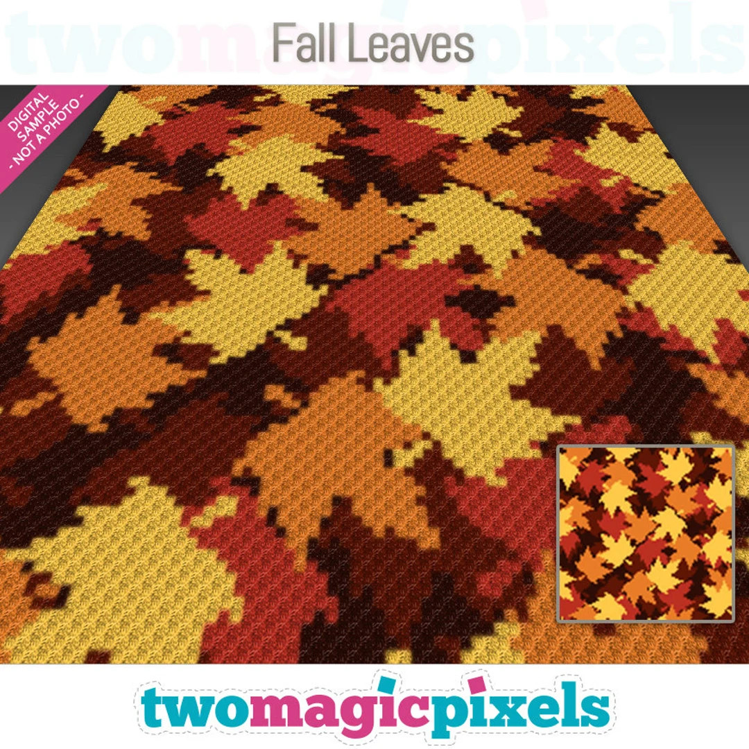 Fall Leaves Graph for Crochet c2c, Mini C2c, Sc/hdc/dc/tss, Cross Stitch, Knitting Instant PDF Do... | Etsy (US)