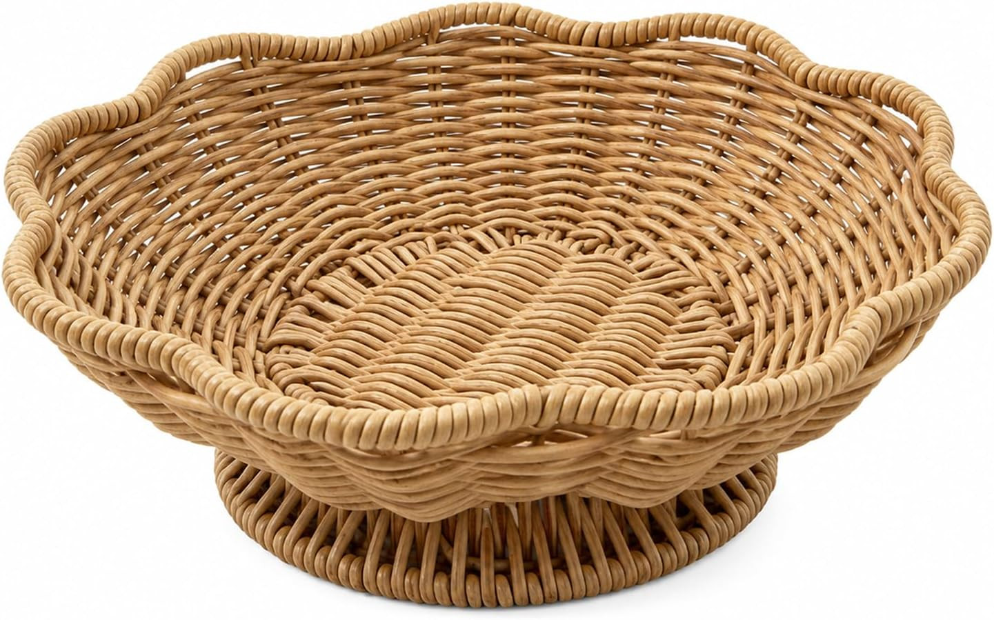 Faux Rattan Fruit Basket Tray, PP Handwoven Decorative Bowl for Kitchen, Tabletop, Tea Table, Snack, Bread, and Candy Storage (Small) | Amazon (US)