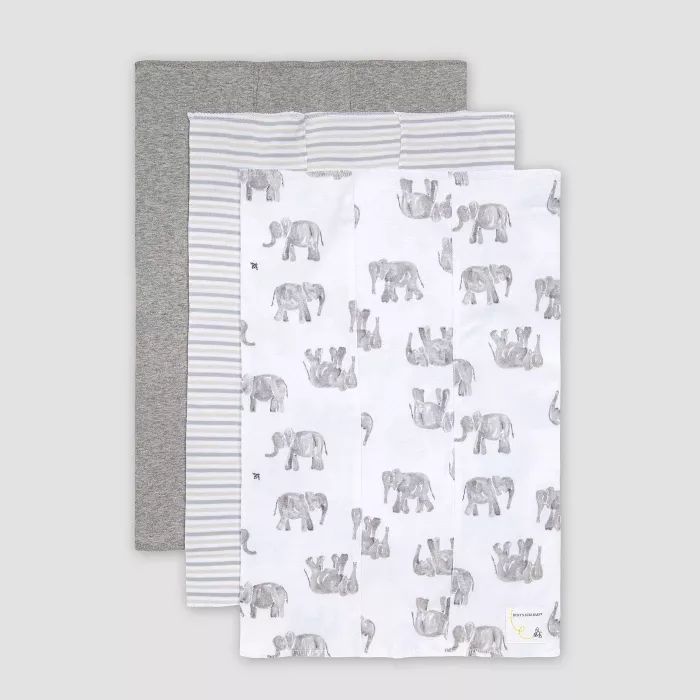 Burt's Bees Baby® Baby Wandering Elephants Burp Cloth Set - Gray | Target